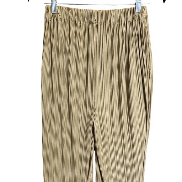 Samsoe Uma Trousers In Elmwood Pleated Wide Leg Pull On Style Gold Size Large - Picture 8 of 14